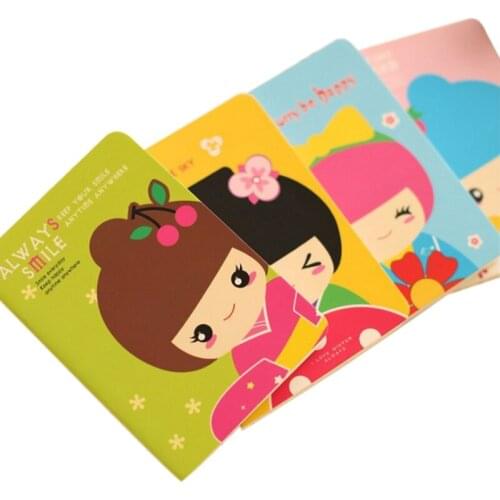 1book/lot Girls Smile Colorful Small memo writing notebook book diy Classical craft paper 4 styles supplied for school office