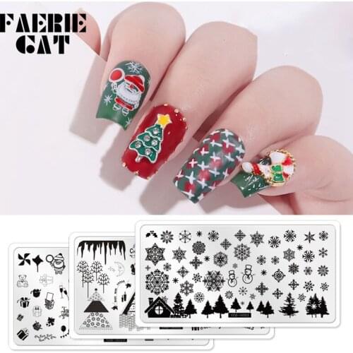 1pc Nail Stamping Plates Nail Art Plate Snowflake Elk Ghost Design Stamp Template for Printing Stencil Tools Christmas Halloween