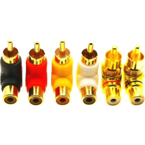 10PCS Gold 90 Degree RCA Male To Female