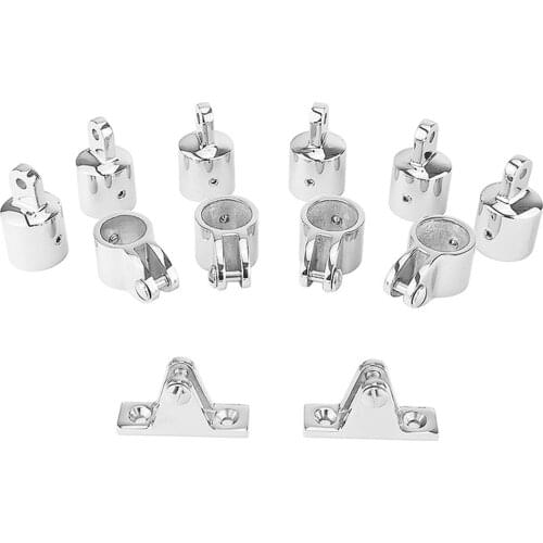 12Pcs/Ser 1'' 3-Bow Bimini Top Boat Stainless Steel Fittings Marine Hardware Set