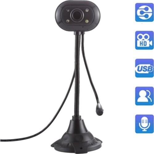 5.0 Mega Pixels USB 2.0 Driverless PC Camera Webcam Computer Laptop Camera with MIC and 4 LED Lights for Video Chat Social Chat
