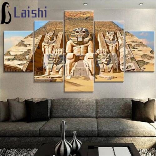 5pcs ancient Egyptian Pyramids 5D Diamond Painting Cross Stitch Full Diamond Embroidery Multi-Pictures Rhinestone Mosaic Decor