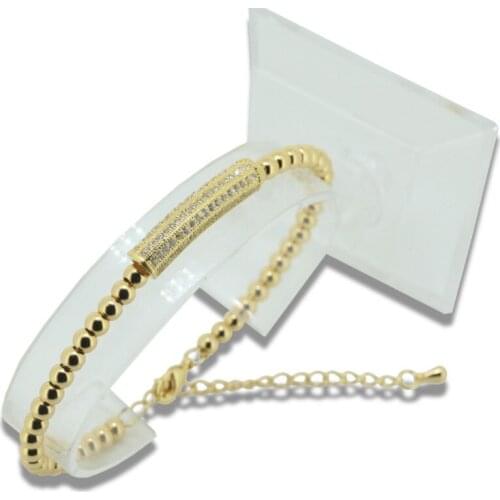 5pcs Famous brand copper beads men bracelet charm gold color cz tube pave rhinestones women chain bracelet