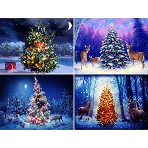 5D DIY Diamond Painting Christmas Tree Diamond Embroidery Landscape Picture of Rhinestone Mosaic Art Home Decor