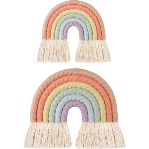 6 Layers Macrame Rainbow Wall Decor for Bedroom Nursery Baby Kids Rooms Colorful Tapestry Wall Hanging