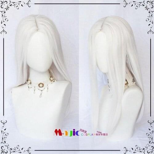 Arknights Hellagur Cosplay Wig Heat Resistant Synthetic White Hair Hallowen Party +Free Wig Cap
