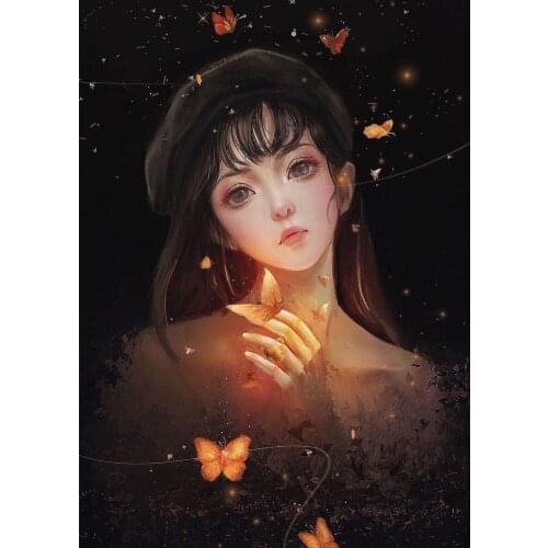 Diamants Cuadros 5D diamond painting Cross stitch Full square haft diamentowy tools Cartoons woman art Mosaic butterfly animal