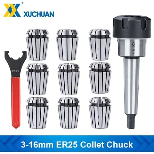 ER25 Collet Chuck 3-16mm with UM Type ER25 Nut Wrench and MTA2 Morse Taper CNC Milling Tool Lathe Tools