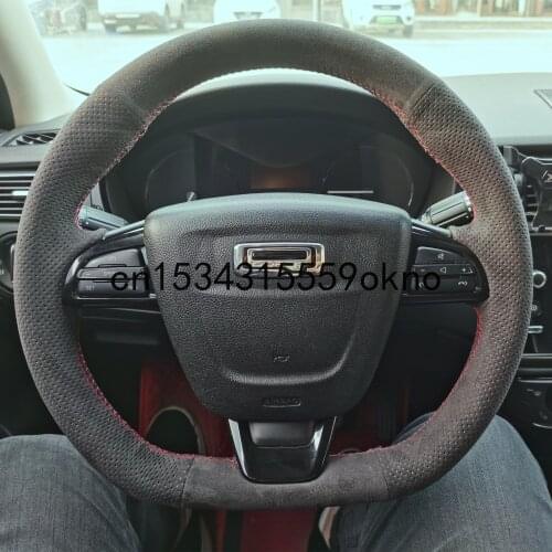 For Chery Tiggo 8PLUS ARRIZO 7 5 GX Black Suede DIY Hand Sewn Steering Wheel Cover
