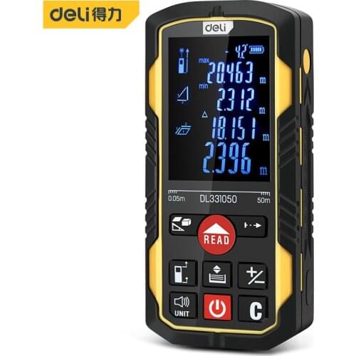 Deli Voice Lithium Laser Rangefinder 50mConstruction Level Goniometer Electronic Measuring Instrument Bubble Level Ruler Digital