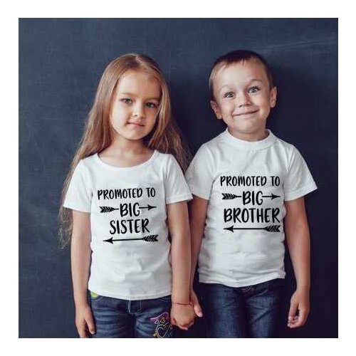 Promoted To Big Brother/sister Kids Tshirt Toddler Boys Girls Announcement Tee Shirt Children Funny Matching T-shirts Tops