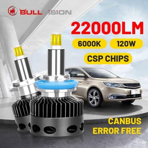 Bullvision H11 LED Headlight 22000LM 360 Degree CSP Chips D1S D2S D3S D4S D2H H7 H1 9005 9006 H8 H9 HB3 HB4 Canbus No Error 120W