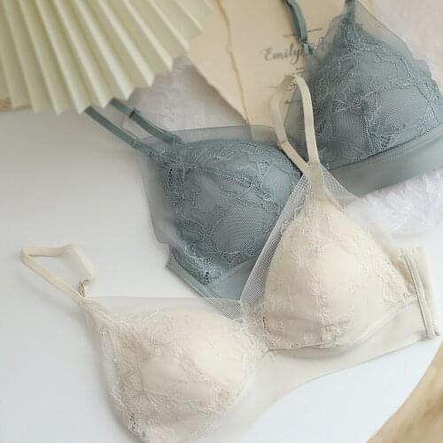 French romance traceless bras women bralette Spaghetti straps sexy mesh mulberry silk Girlish women underwear chest wrap YAG6829