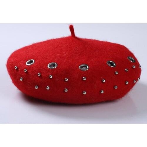 Bonnets Beret hat women wool solid color beret retro hat retro plain beret hat warm hat elegant ladies winter hat