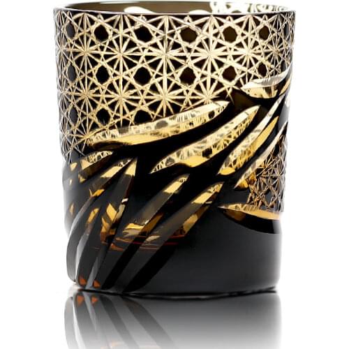 Crystal whisky Glasses Double Old Fashioned Glasses Japanese style Edo Kiriko In Stylish wooden Gift Box