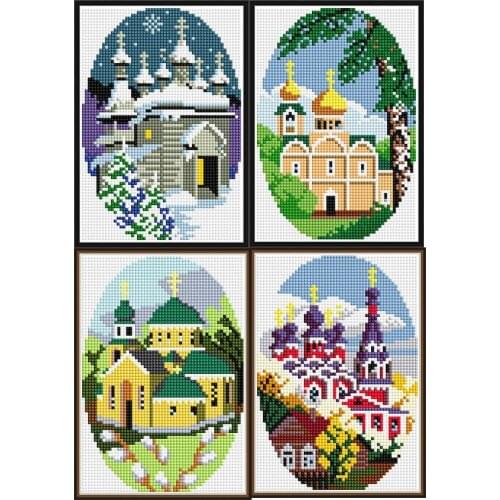 Joy Sunday Four Season Cabin DIY DMC Chinese Cross Stitch Sets 11CT 14CT Cross Stitch Embroidery Needlework Set Home Decoration