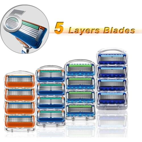 Shaving Razor Blades For Gillette Fusion 5 Replacebale Face Shaver Cassettes Shave Beard Case Manual Shavette Tools For Men