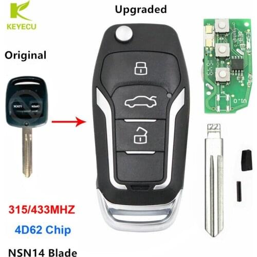 KEYECU Upgraded Flip Remote Key 315/433MHZ 4D62 Chip for Subaru Forester Liberty Outback Impreza NSN14 Uncut Blade