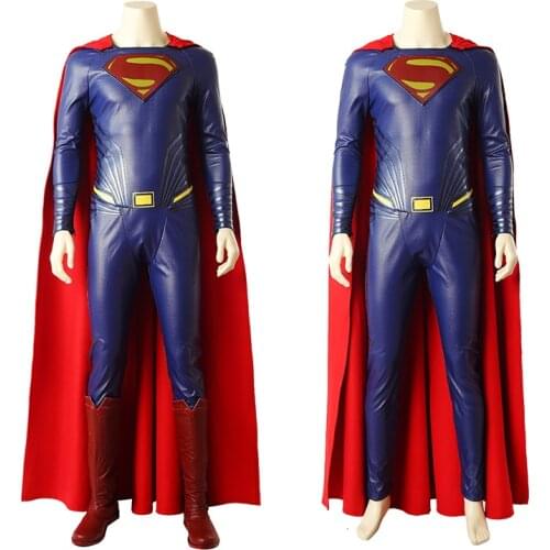 Adult Superhero Justice Clark Kent Cosplay Costume Fighting Clothes Halloween Party Outfit Full Props Suit With Boots