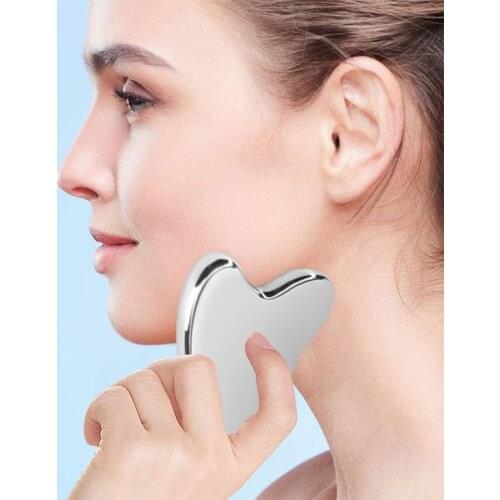Stainless Steel Face Care Massager Facial Roller GuaSha Board Tool Beauty Health Heart-shaped GuaSha Board