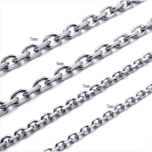 Wholesale 2/3mm 5/10/20/100pcs/Lot Womens Mens DIY Jewelry 316L Stainless Steel Silver Color Cross Link Necklace In Bulk
