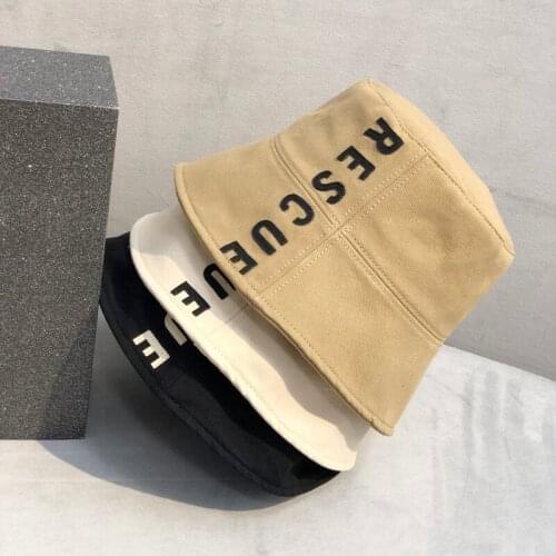 Japanese and Korean Style Bucket Hat INS Wild Embroidery Letter Fisherman Hats Spring and Summer New Mens and Womens Basin Cap