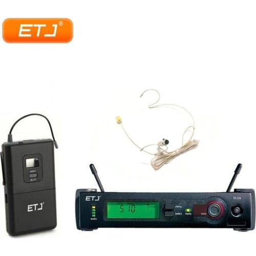 ETJ Brand Professional UHF Wireless Dual Microphone System SLX14 Black Headset Microphone SLX Bodypack