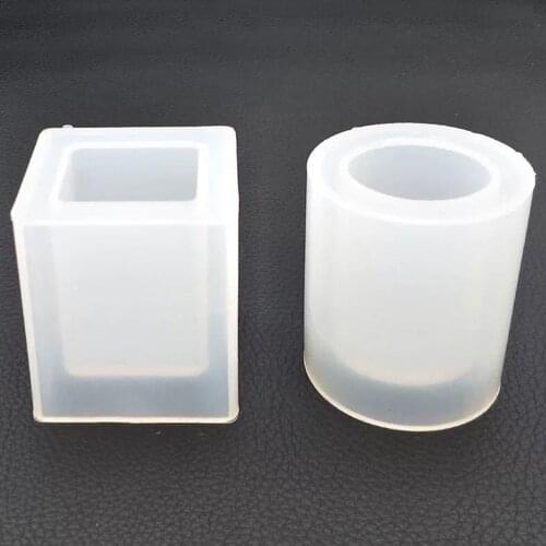 DIY Crystal Round Square Pen Holder Epoxy Silicone Mould Square Round Jewelry Storage Decoration Silicone Mould
