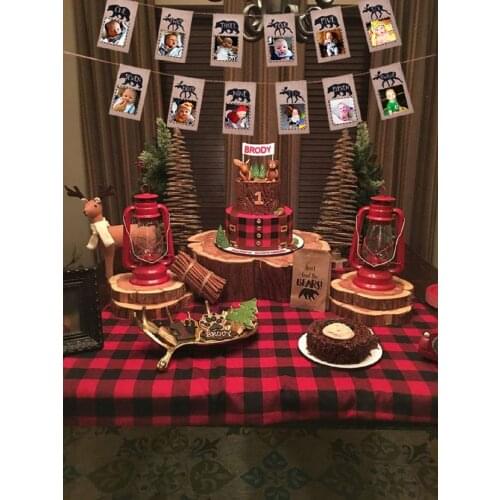 Baby 1st Birthday Photo Booth Props Lumberjack First Birthday Banner Monthly Photo Banner Buffalo Plaid Party Decor Lumberjack