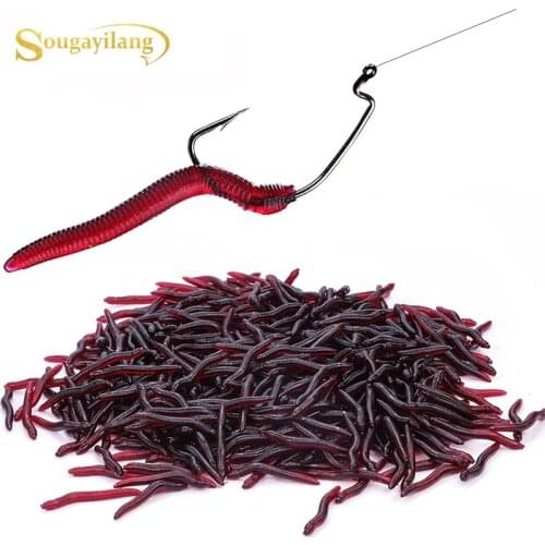 Sougayilang 50-200pcs Simulation Worm Lifelike Lures 4cm 0.3g Artificial Soft Fishing Lures Fishy Smell Carp Fishing Tackle
