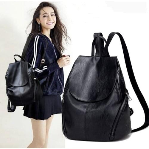 Genuine leather backpack Fashion casual backpack Ladies soft leather travel bag