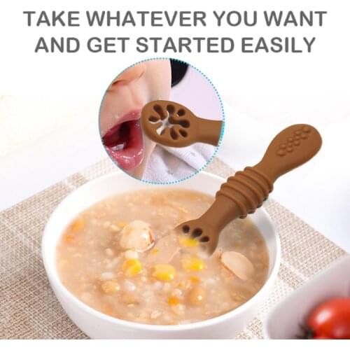 Baby-Led Weaning Silicone Spoon Newborn Learning Feeding Scoop Training Utensils