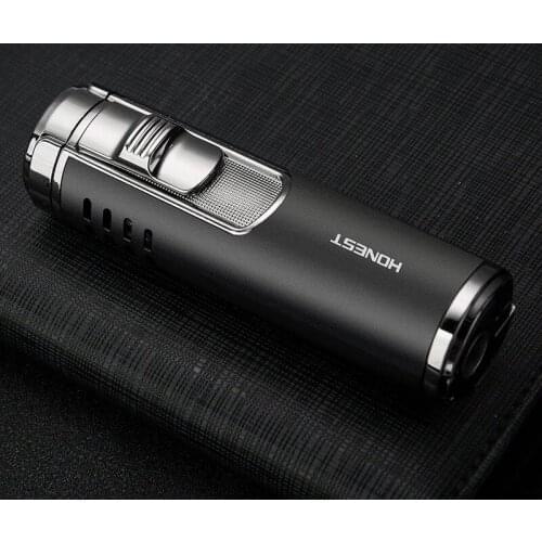 Creative Four Spray Torch Turbo Gas Lighter Blue Jet Flame Spray Gun Electronic 1300C Butane Cigar Camping Survival Lighter