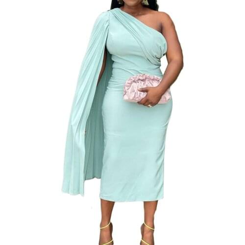 Off Shoulder Evening Party Dress 2021 African Dresses for Women Elegant Sexy Bodycon Robe Plus Size Ladies Clothing Outfit