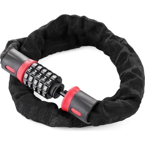 Bicycle Lock 5-digit Combination Anti-Theft Chain Lock Steel Alloy Outdoor Cycling Motorbike MTB Road Bike Safety Password Lock