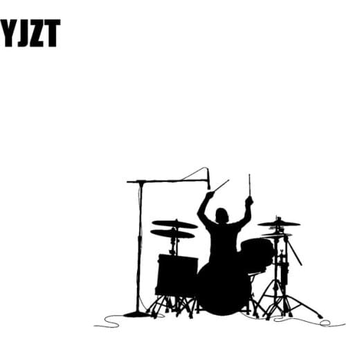 YJZT 17.8CM*11.5CM Rock Drum Vinyl Motorcycle Car Sticker Decals Black/Silver C13-000529