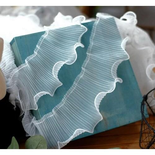 10meter Single-layer pleated lace mesh wooden ear cloth hem sleeve baby clothes lace decoration accessories 9cm