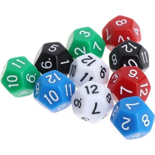 10pcs 12 Sided Acrylic Number Dice Family Party Bar Night Club Board Game