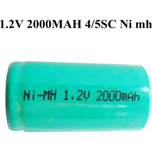 20pc 1.2v Ni-mh Sub C 2000mah 1.2v 4/5 Sc Nimh Rechargeable Battery Pack Bateria Sc 4/5sc 1.2v for 9.6v 2000mah Rc Toys Pack Diy