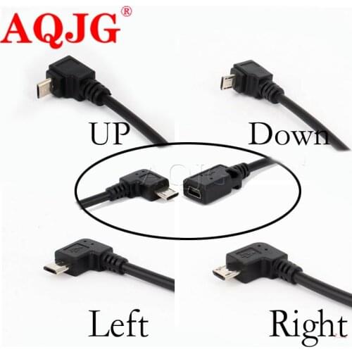 4Type L Shape Black Micro / Mini USB Female to Mini / Micro USB Male Adapter Charger Connector 90 degree UP Converter Adaptor