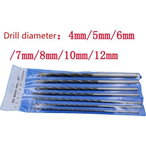 7Pcs 300mm Lengthened Three Sharp Woodworking Drill 4-12mm Centering Woodworking Hole Set