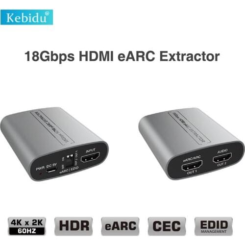 Kebidu 2K/4K HDMI-compatible 60Hz Extractor Adapter Audio Extractor loop 18Gbps For Amplifier Soundbar Speaker Splitter