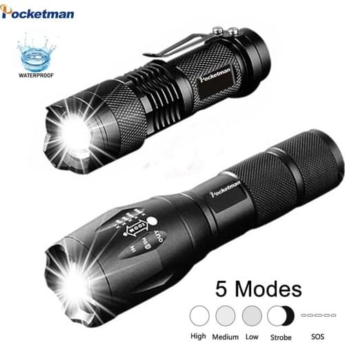Promotion!LED Tactical Flashlight Q5 4000LM + 6000LM LED Flashlight T6 Zoomable Linternas LED Torch Ultra Bright Light