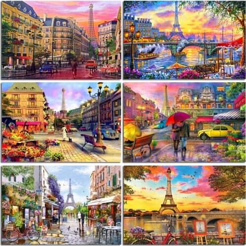 5D DIY Full Square Round Diamond Painting Town Craft Kit Diamond Embroidery Landscape Art Rhinestone Street Home Decor