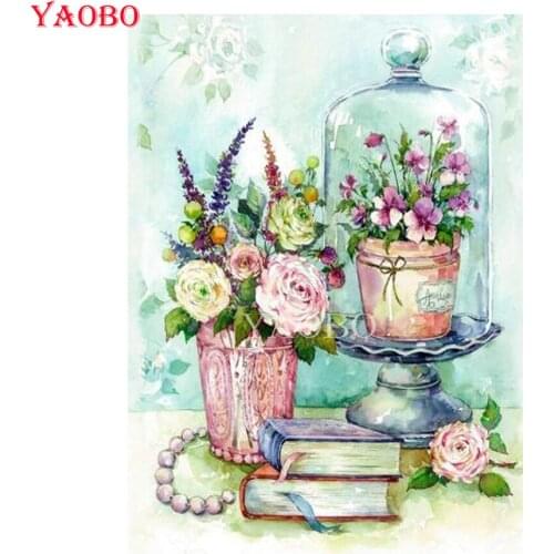 Full Drill Diamond Embroidery Flower Arrangement Bouquet Rhinestone Kit Handmade Gift Diamond Painting Mosaic Wall Art YAOBO