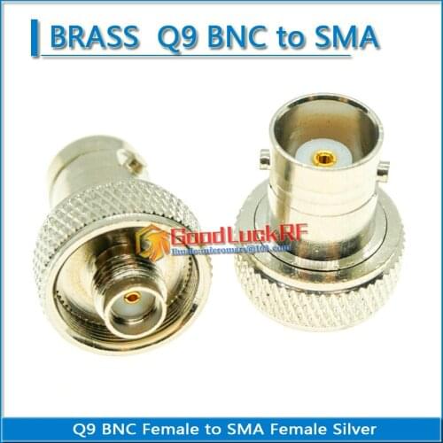 BNC To SMA Connector Antenna BNC Female to SMA Female Plug Nickel Plated Q9 Straight Coaxial RF Adapters for Vertex Icom Kenwood