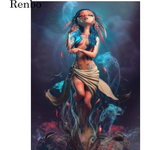 Bentan DIY Square/Round Diamond Painting Indian girl Diamond Embroidery Pattern Rhinestones Decoration Needlework Mosaic Kits