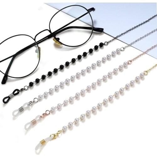 Bohemian Imitation Pearl Mask Lanyard Sunglasses Chain For Women Boho Chic Neck Chain Eyeglass Strap Hypoallergenic Jewelry Gift