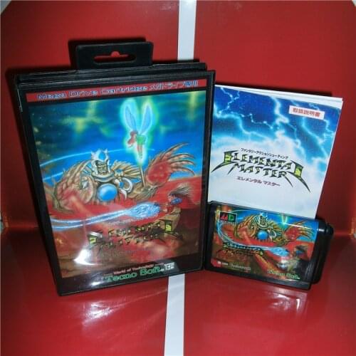Elemental Master Japan Cover with Box and Manual for MD MegaDrive Genesis Video Game Console 16 bit MD card