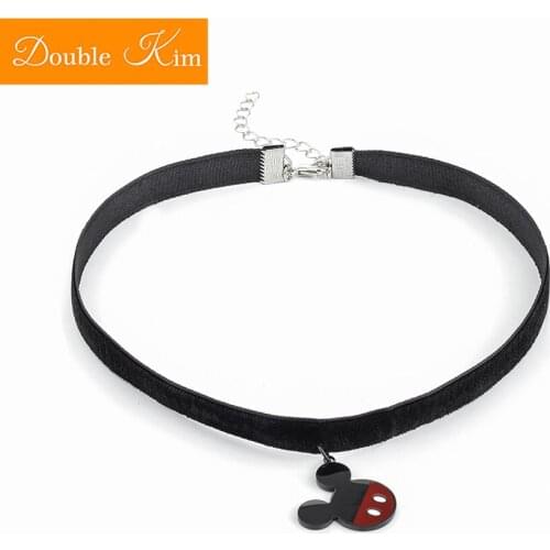 Black Cartoon Choker Titanium Stainless Steel Leather Strap Titanium Stainless Steel Pendant Fashion Trendy Women Jewelry Gift